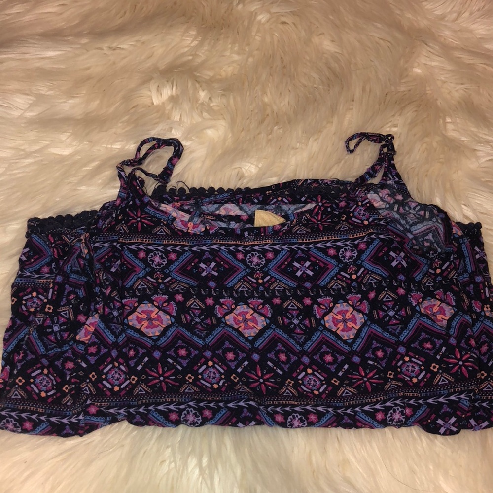 A purple pattern crop top